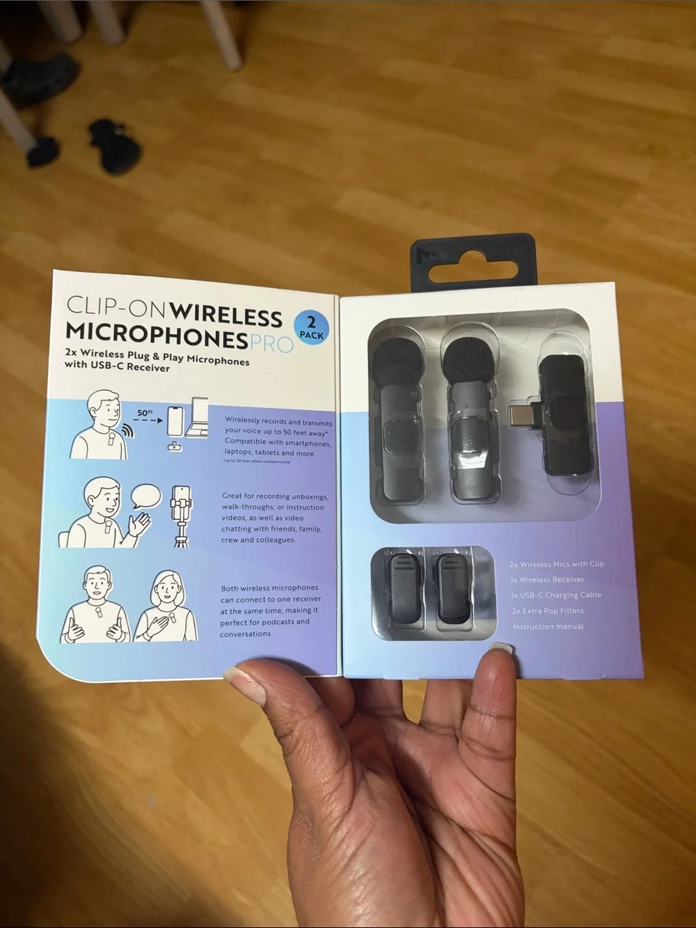 Clip-On Wireless Microphones Pro (Black) - 2 Pack